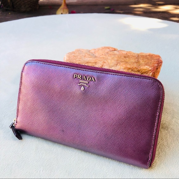 Prada Saffiano Purple Leather Long Zippy Wallet - Picture 8 of 9